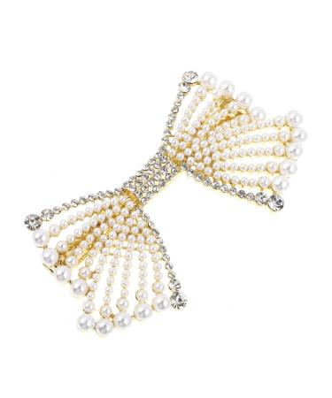 minkissy 1pc Hairpin Alligator Clip Bows Bridal Bow Rhinestone Headpiece Sparkly Hair Barrette Crystal Hair Clip Pearl Snap Clips Rhinestone Hair Bowknot Decor Alloy Bang Clip Wedding Miss