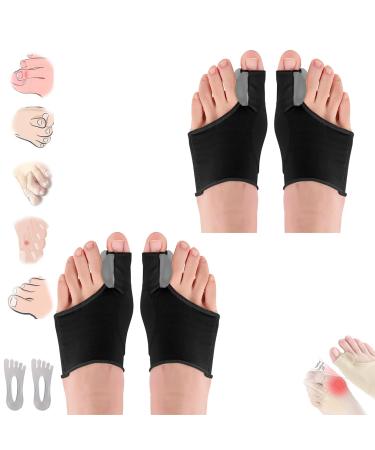 Premium Bunion Corrector Sock - Browsluv Premium Toe Bunion Corrector - Bunion Corrector for Women - Comfortable Orthopedic Bunion Toe Corrector Big Toe Straightener Brace (2 Pcs Black)