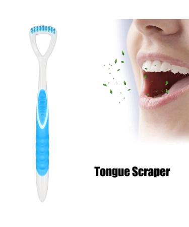 Ergonomic Tongue Scraper & Brush for Fresh Breath | Best Mouth Care Tool to Remove Plaque (Blue) - Buy Online on GoSupps.com