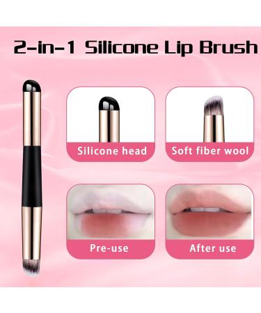 Silicone Lip Applicator 2-in-1 Brush for Lip Balm & Lipstick - Reusable Makeup Tool with Cover - Buy Online on GoSupps.com