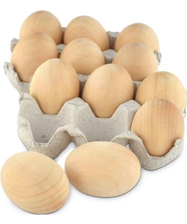 Samyo Unpainted Wooden Eggs for Easter Crafts - 2.5 x 1.75 Inches (Pack of 12) - Buy Online on GoSupps.com