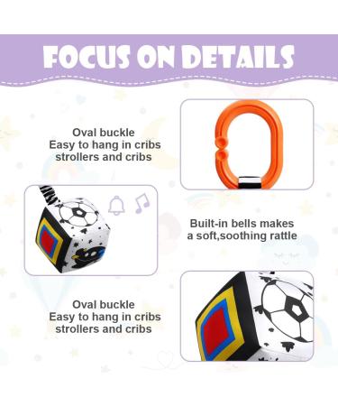 Shop Aolso Stroller Toys - 4PC Black and White Baby Hanging Toys for Newborns | Sensory Educational Car Seat Toys - Buy Online on GoSupps.com