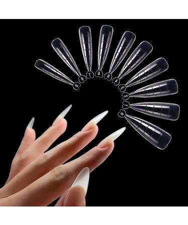 Desdemona 100 Pcs Poly Extension Gel Dual Nail Form - Builder Gel Stiletto Nail Molds False Nail Tips for Gel Manicure Nail Art Design Salon DIY at Home (Stiletto Dual Forms Set) 100 Count (Pack of 1)
