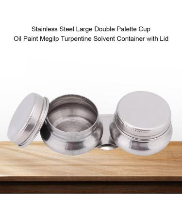 Stainless Steel Palette Cup Large Double Dipper with Lid - Oil Container for Acrylic & Oil Paint - Buy Online on GoSupps.com