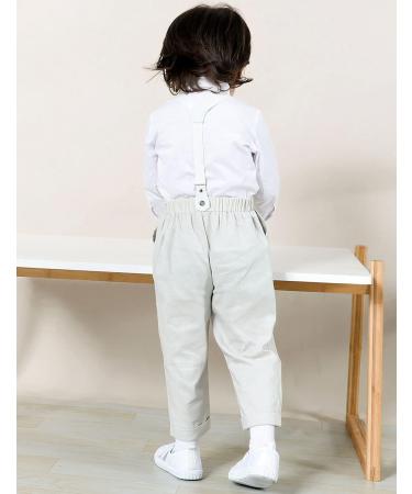 Mint Green Baby Boy Gentleman Wedding Suit Set 12-18 Months - 4pcs Long Sleeve Shirts, Trousers, Suspenders, Bowtie in White - Buy Online on GoSupps.com