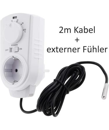 Chilitec 230V Socket Thermostat with External Sensor - Max 3500W for Heating & Cooling in Terrariums Bird Breeding & Plant Care - Buy Online on GoSupps.com