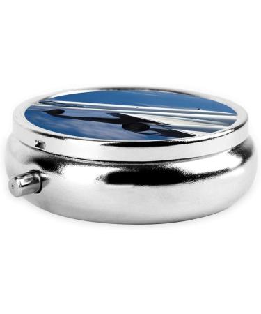 Flying Airplane Printed Mini Round Pill Box | 3 Compartment Travel Medicine Organizer | Portable Pill Case for Home & Office Use - Buy Online on GoSupps.com