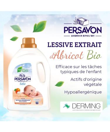 Persavon - Baby Detergent with Organic Apricot Extract Hypoallergenic Sensitive Skin No Dye 33 Washes - 1500 ml - Buy Online on GoSupps.com
