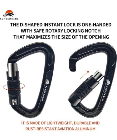 PANDENGZHE 25KN Heavy Duty Carabiner Clip (2 Pack) - Ideal for Climbing, Rigging, Ropes, Hammocks - Buy Online on GoSupps.com