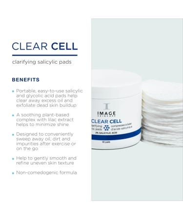 IMAGE Skincare CLEAR CELL Salicylic Clarifying Pads - 60 Exfoliating Wipes for Oily Prone Skin - Buy Online on GoSupps.com