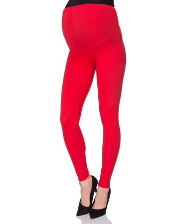 SOFTSAIL Maternity Leggings - Red Over Bump High Waisted Pregnancy Pants with Belly Support - Buy Online on GoSupps.com