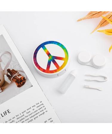 Tie Dye Peace Symbol Round Case For Contact Lens Kit Storage Box with Mirror Printed - Buy Online on GoSupps.com