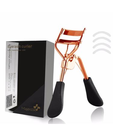 Eyelash Curler With 4 Refill Pads Rose Gold Designed for No Pinching or Pulling Just Dramatically Curled Eyelashes & Lash Line In Seconds By Majestik+