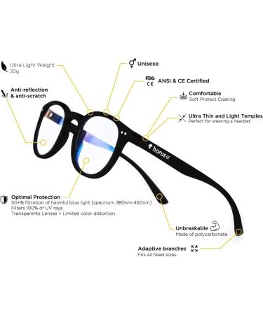 Horus X Blue Light Glasses for Men & Women | Computer & Gaming Screen Protection | Bundle of Clear & Amber Lenses - International Shipping Available - Buy Online on GoSupps.com