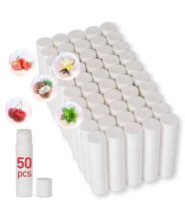 DMSKY 50 Pack Lip Balm Unlabeled, Natural Lip Balms Bulk Blank Tube, Lip Balm for Party Favors and Gift Basket Filling, Wedding or Baby Shower-5 Flavors 50 count