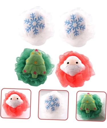 FRCOLOR 4pcs Bath Ball Flower Loofah - Kids Bath Sponge & Christmas Gift Body Scrubber | Soft Mesh Shower Puff & Back Scrubber - Buy Online on GoSupps.com