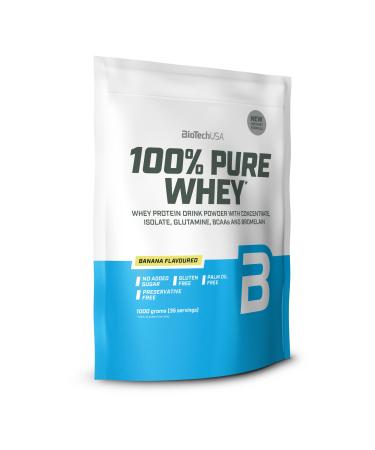 Biotechusa 100% pure whey |Protein powder with BCAA and glutamine |Gluten -free palm oil -free |21g protein per portion 1 kg banana banana 1 kg (1 Pack)