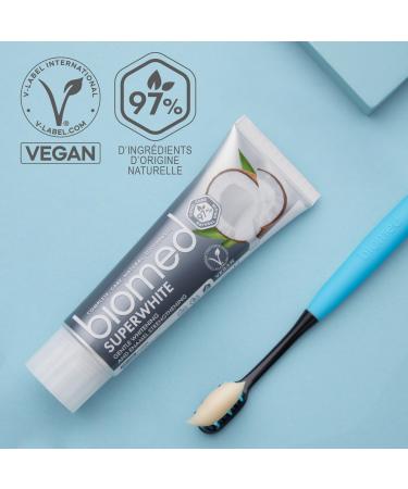 Biomed Super White Toothpaste 3x100g - Natural Gentle Whitening Enamel Restoration Fluoride & SLS Free Coconut Flavor - Buy Online on GoSupps.com