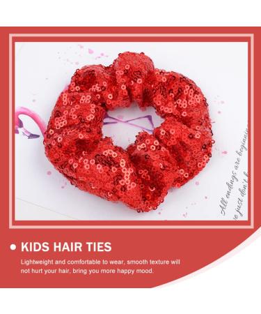 Red Sequin Hair Ties - 4pcs Christmas & Valentine's Day Elastic Ponytail Holders for Women & Girls - Buy Online on GoSupps.com