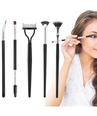 5 PACK Mascara Fan Brush Folding Angle Scalloped Lash Brush Angled Fan Shaped Eyelash Brush Eyelash Eyebrow Brush Eye Lash Brush Wands Makeup Tool for Upper Lower Eye Lash No Smearing Clumping