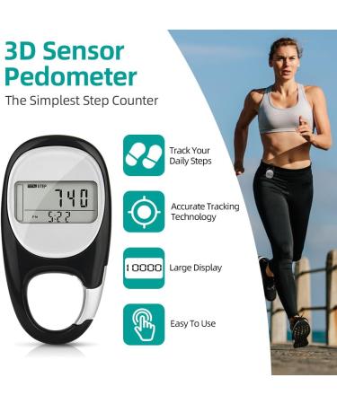 Flintronic 3D Step Counter Pedometer - Accurate Walking Tracker for Seniors & Kids | Calorie Consumption Meter - Black - Buy Online on GoSupps.com