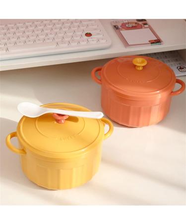 Ramen Soup Bowl Kawaii Instant Ramen Bowl with Lid Spoon Cute Stainless Steel Large Capacity Noodle Fruit Salad Soup Bowl Set KitchenTableware Salad Bowl (Color : Orange) - Buy Online on GoSupps.com