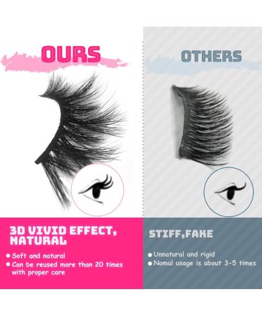 SWINGINGHAIR 3 Pairs 25mm Long 3D Mink Lashes | Dramatic and Soft Wispy False Eyelashes for Makeup and Cosplay - Buy Online on GoSupps.com