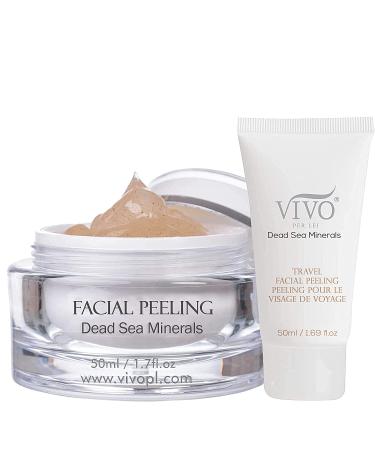 Vivo Per Lei Facial Peeling Gel - Contains Dead Sea Minerals and Nut Shell Powder - Gentle Face Exfoliator Scrub and Blackhead Remover - Peel Your Skin to a Fresher You - 3.4 Fl. Oz.