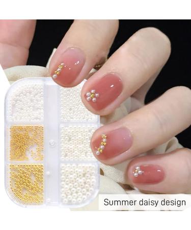 3D Nail Art Supplies Jewelry Pearls Mixed Camellia Nail Art Set Nail Glitter 5D Rose Round Pearl Rhinestones Caviar Beads Nails Charms Tips Accessories for Women Acrylic Nail Art Decorations - Buy Online on GoSupps.com