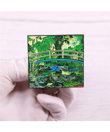 Monet Water Lilies & Japanese Bridge Enamel Lapel Pin - Art Style Graduation Badge - Buy Online on GoSupps.com