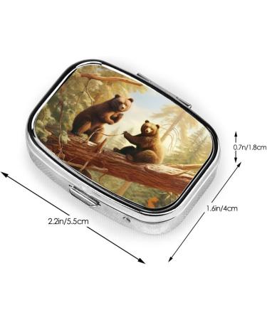 Cute Bears Pill Case - 2 Compartment Small Pill Box | Travel Organizer for Pocket & Purse Gifts - Buy Online on GoSupps.com
