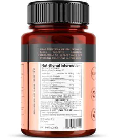 Pureclinica Magnesium Double Strength Sleep Complex 1500 mg x 180 Tablets 2 Vials of 90 247 mg Elemental Magnesium Bisglycinate Malate LTaurate & LTheanine 6 Month Supply - Buy Online on GoSupps.com
