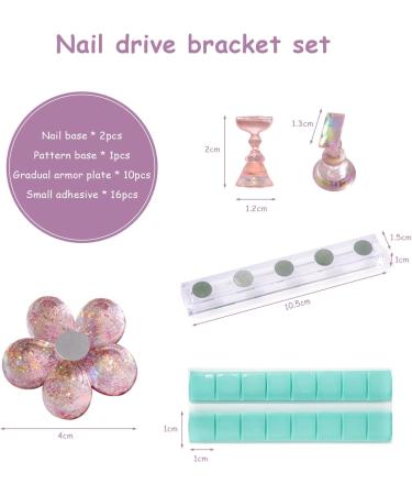 10-Piece Pink Magnetic Nail Art Stand with 3 Bases - Nail Painting & Display Tool Set - Buy Online on GoSupps.com
