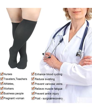 Johnda Wide Calf Compression Stockings for Men & Women - Graded Support for Travel Running Pregnancy Athletic Use - 6XL Black - Buy Online on GoSupps.com