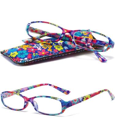 VEVESMUNDO Women's Reading Glasses - Modern Spring Hinge Floral Design | Light Vintage Style | 2.0x Visual Aid with Glasses Case - International Shipping Available - Buy Online on GoSupps.com