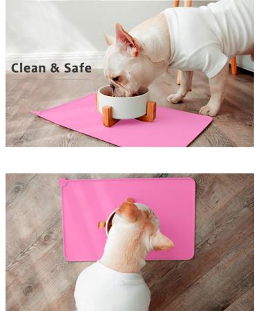 Toplory Waterproof Non-Slip Silicone Bowl Pad for Dogs & Cats | 53x37cm Pink Feeding Mat - Durable & Easy to Clean - Buy Online on GoSupps.com