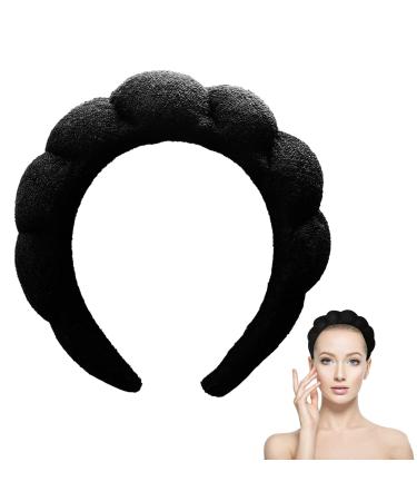 KVIFIVK Women'S Spa Headband Towel Cloth Headband  Sponge Spa Headband For Washing Face  Suitable For Removing Makeup  Washing Face  Shower  Facial Mask  Hair Accessories (Black)