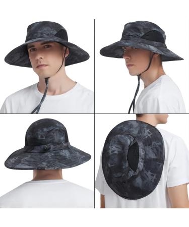 EINSKEY Waterproof Wide Brim Sun Hat in 05 Dark Grey Camo - Unisex Bucket Hat for Fishing, Hiking, Safari - Foldable Boonie Hat for Garden and Beach - Buy Online on GoSupps.com