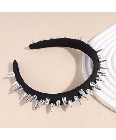 Studded Black Headband Studded Headbands for Women Hair Accessories Goth Hair Accessories Halloween Studded Headbands for Women Fashion Punk Girl Silver - Buy Online on GoSupps.com