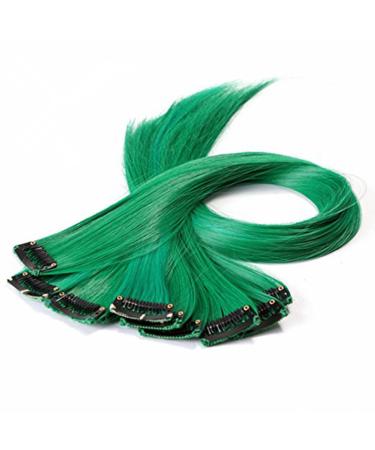 Frcolor Hair Extension Clips Fashion Colored Wig Clip for Hairpieces Decor 10pcs(green)