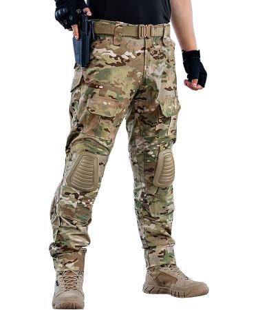 IDOGEAR Multicam Combat Pants with Knee Pads - Tactical Camo Trousers for Airsoft, Hunting, and Military - 30W x 31L - Buy Online on GoSupps.com