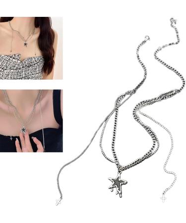 Oralgo's Simple Cross-Tassel Star Necklace - Stylish Collarbone Chain Fashion Jewelry for Women - Buy Online on GoSupps.com