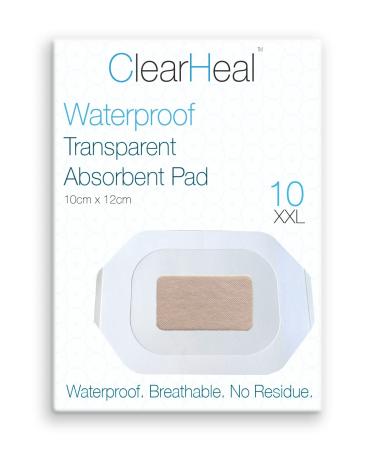 Waterproof Plaster Transparent Adhesive Island Dressing Bandages 10cm x 12cm x 10pcs Film Dressings Second Skin Sterile Breathable Swimming Wounds HRT Cesarian C Section Scar (with Pad)