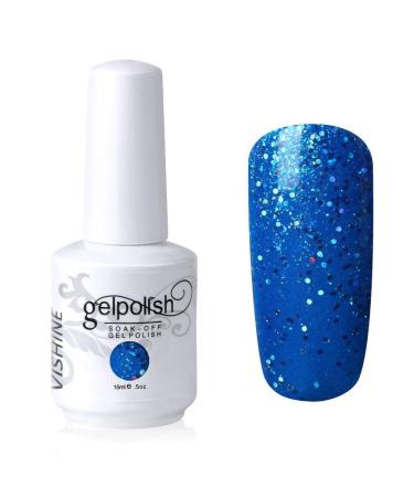 Vishine Soak-off Gel Polish Lacquer Nail Art UV LED Manicure Varnish 15ml Glitter Dodgerblue(312) #312
