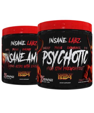 Insane Labz Hellboy Bundle, Psychotic Hellboy Pre Workout and Insane Amino BCAA, Increase Muscle Mass, Strength, Focus and Recovery Time, Fruit Punch - Buy Online on GoSupps.com