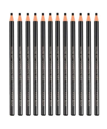 12 Pcs Eyebrow Pencil Tattoo Eyebrow Color Pen Pencils Durable Lasting Eyebrow Liner Eyeliner for Marking Filling And Outlining Tattoo Makeup (Black)