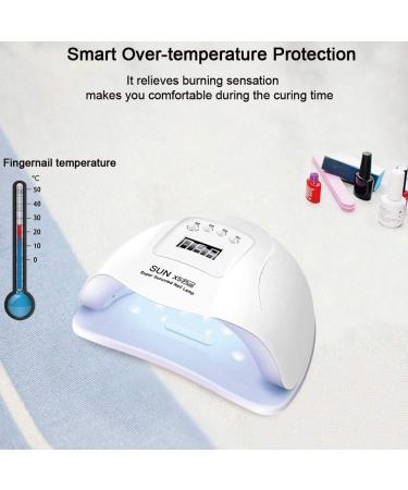 120W UV LED Nail Lamp Professional Nail Dryer | Gel Polish Light with 4 Timer Settings, LCD Display, and Sensor | Includes Manicure Tool Set - White - Buy Online on GoSupps.com