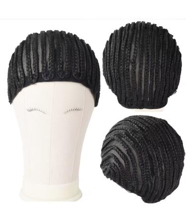 MsLoosily Cornrow Wig Cap For Crochet Braids Synthetic Braided Cap with Adjustable Straps Breathable Crochet Caps with 2 Combs Braided Wig Cap For Sew in,Braided Wig Cap for Black Women(1pcs,black)