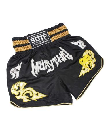 SOTF Boxing Shorts for Men Training Muay Thai Shorts Women Kickboxing Shorts for Kids Black2 XX-Large