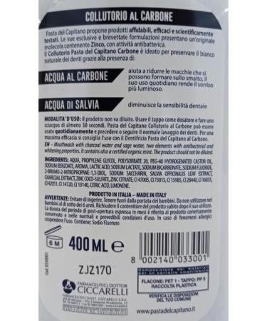 Buy 8x Pasta del Capitano Charcoal Mouthwash 400ml - Enhance Oral Hygiene + Free Beni Culinari Keychain - International Shipping Available - Buy Online on GoSupps.com